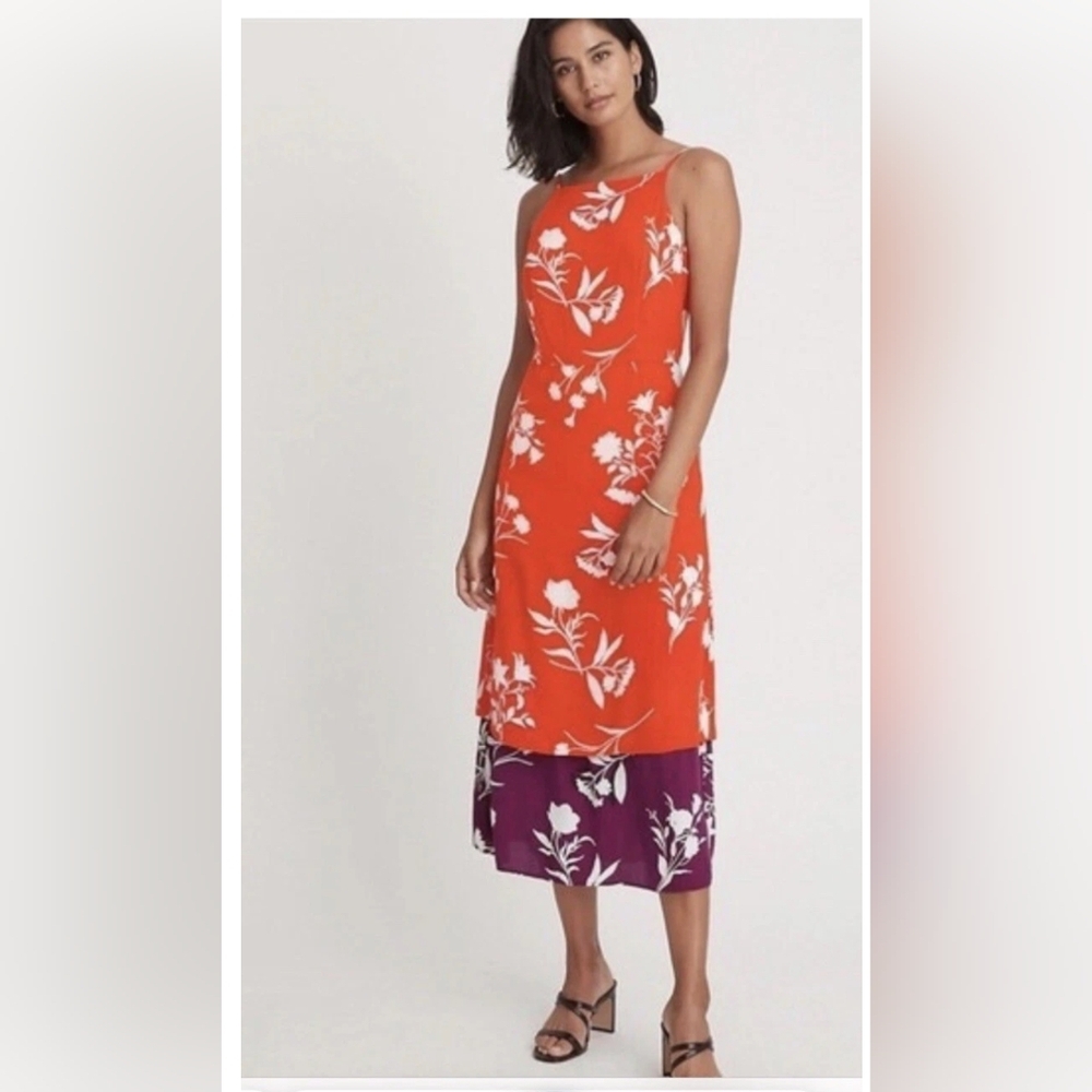 Ann Taylor Orange and White Floral Dress